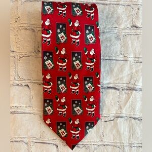 HOLIDAYS ALL SILK RED SANTA CLAUS WITH DEC 25 ALL OVER PRINT MENS TIE